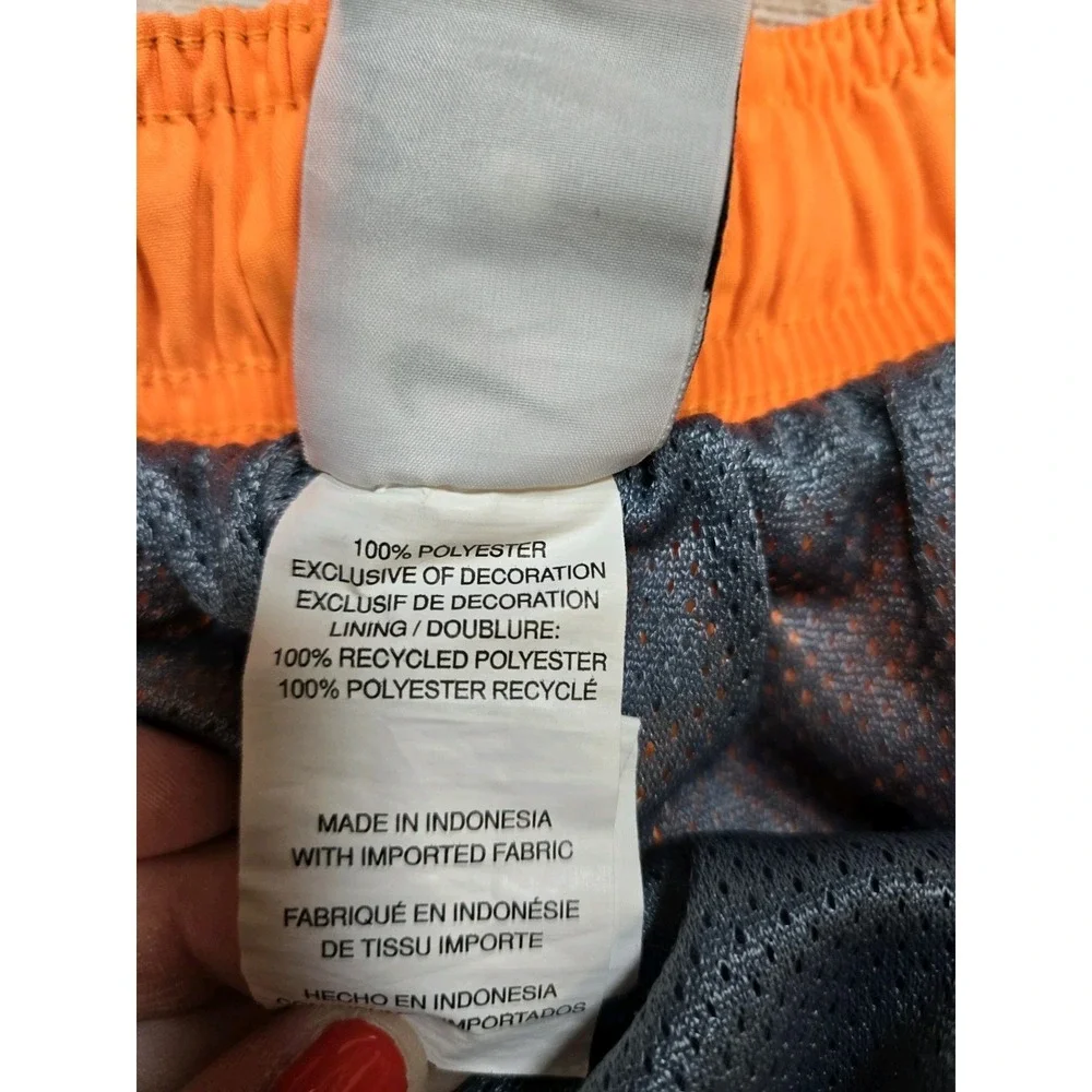 Men's Nike swim trunks Size‎ Large Gray Orange performance swimming Tie Front